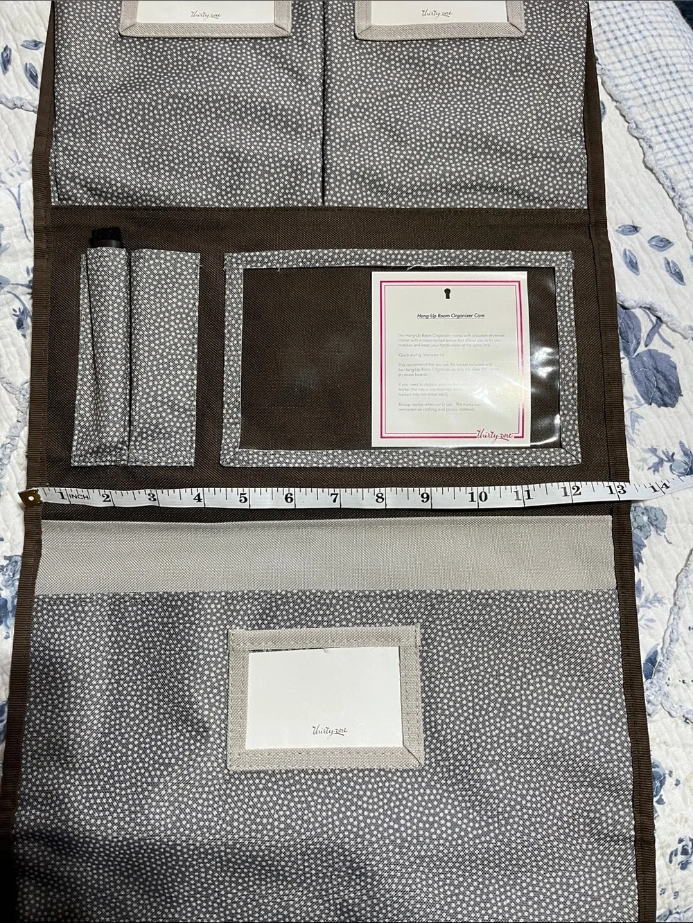 thirty-one Brown and Gray Wall Hanging Organizer with Clear ID Windows